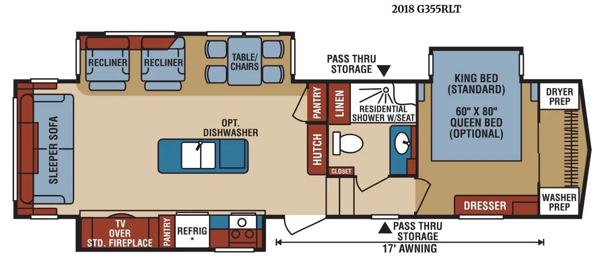 K-Z Durango Gold G355RLT floor plan