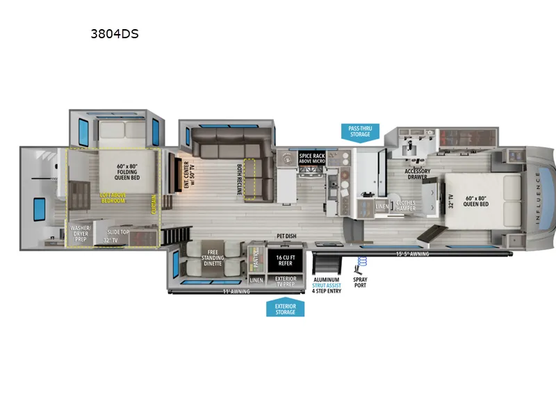 2026 Grand Design Influence 3804DS floor plan