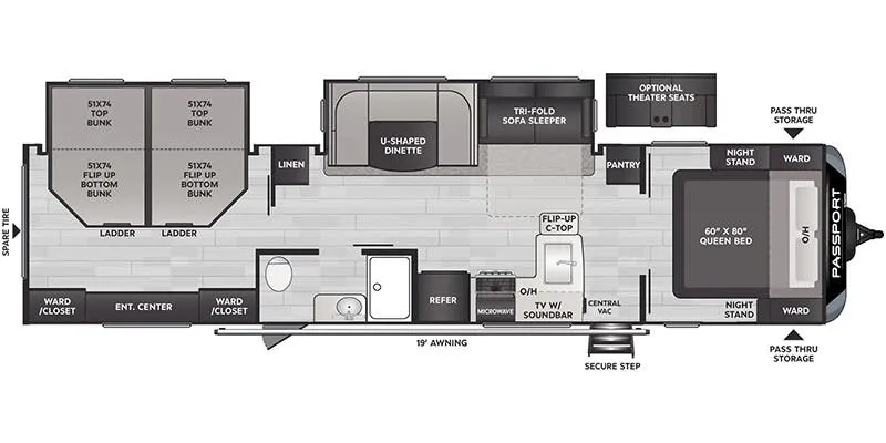 Keystone Passport Grand Touring East 3401QD floor plan