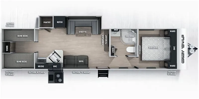 Forest River Cherokee Grey Wolf BRBÂ 29.00 floor plan