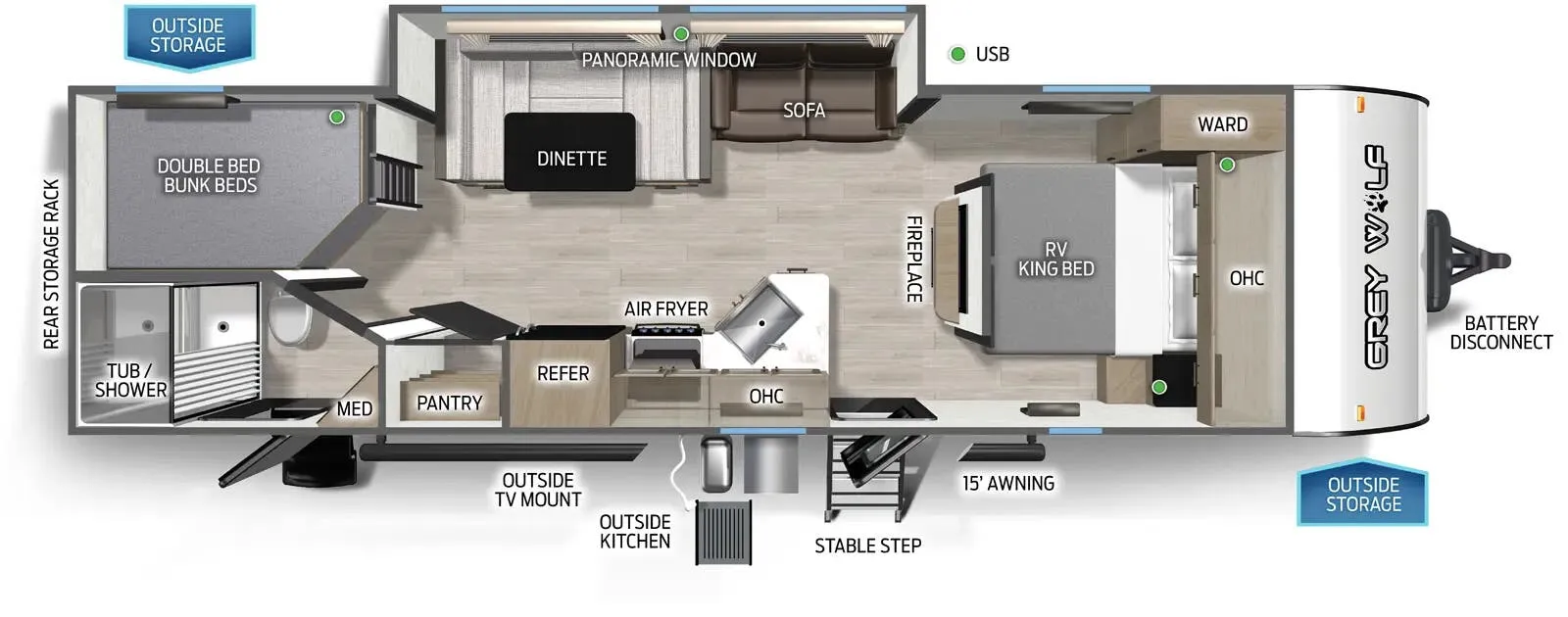 2027 Forest River Cherokee Grey Wolf 26DBH - Floor plan
