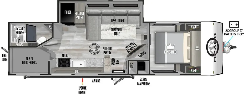 2026 Forest River Ozark 2690BHK floor plan