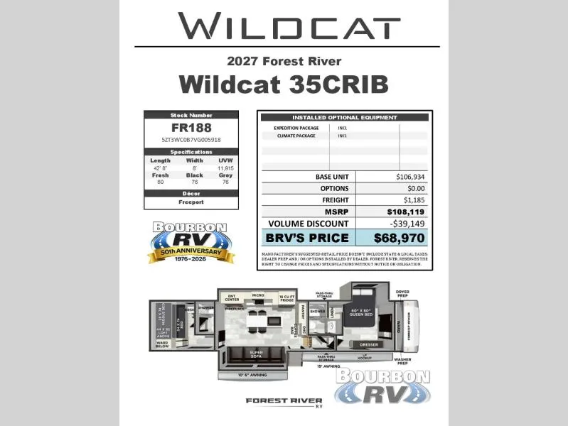2027 Forest River RV Wildcat 35CRIB - Photo 3