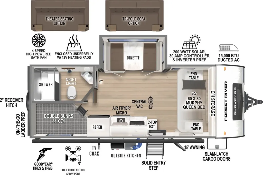 2026 Forest River Surveyor 19MDBLE floor plan