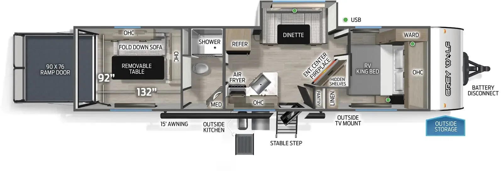 2026 Forest River Cherokee Grey Wolf 28RRT - Floor plan