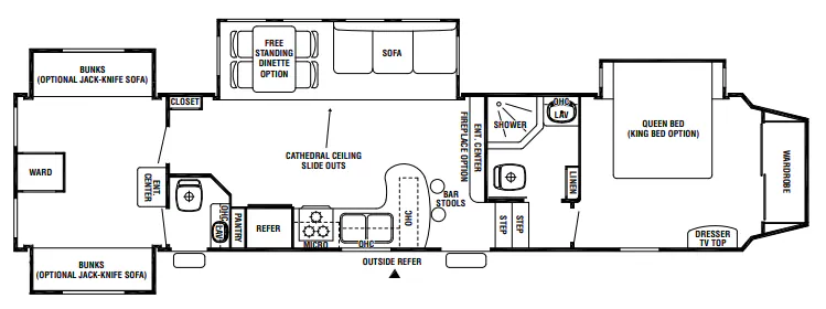 Forest River Cedar Creek Silverback 35QB floor plan