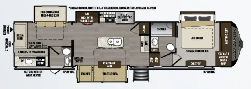 Keystone Avalanche 378BH floor plan