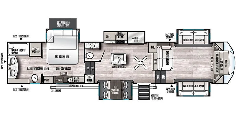 Forest River Sandpiper Luxury 391FLRB floor plan