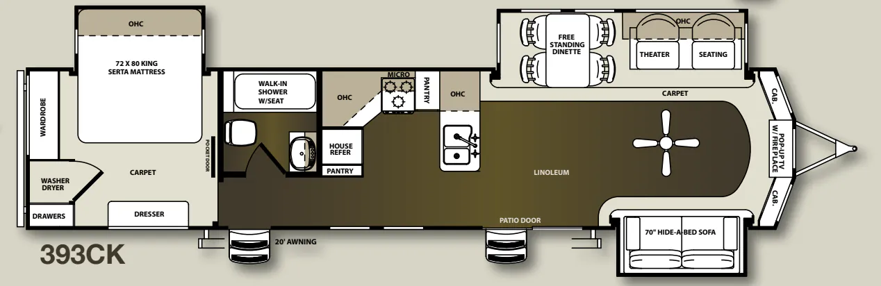 Forest River Sandpiper Destination 393CK floor plan
