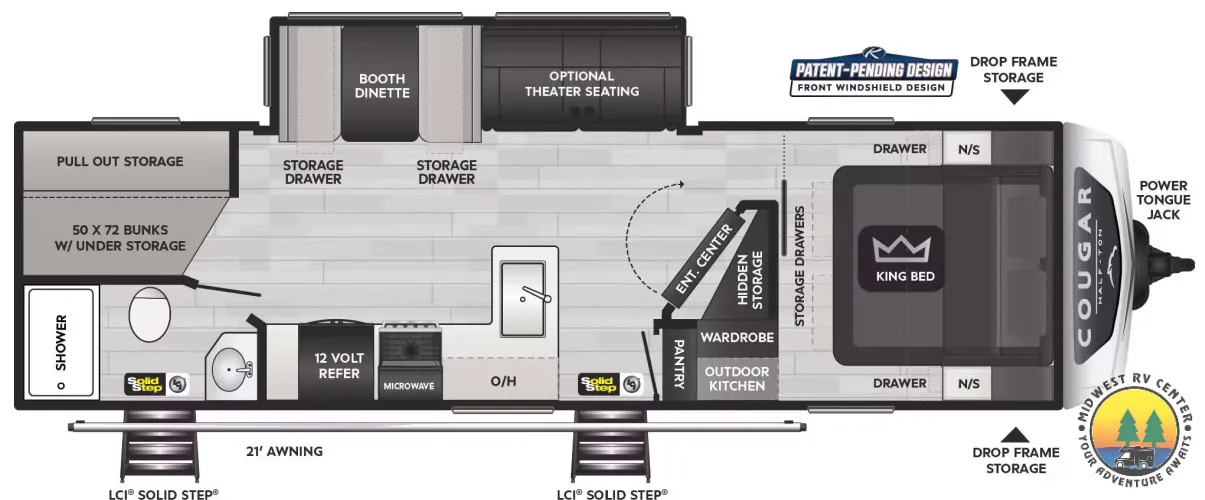 2026 Keystone Cougar Half-Ton 28BHS - Floor plan