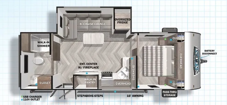 Forest River Salem 22RBS floor plan
