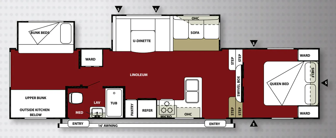 Forest River Wildwood 33BHOK floor plan