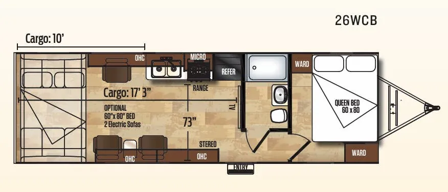 Forest River Work and Play 26WCB floor plan