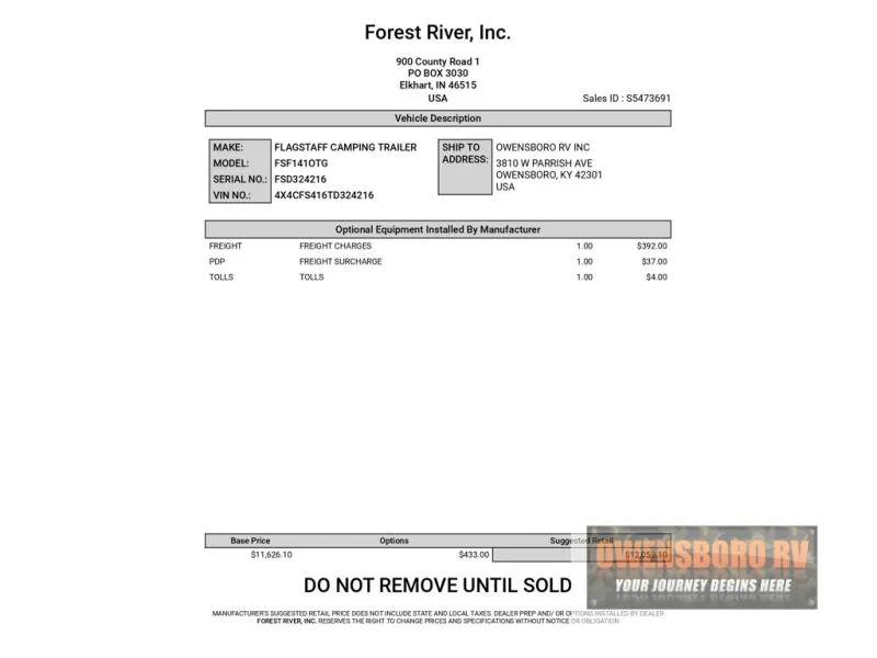 2026 Forest River RV Flagstaff OTG 141OTG - Main photo
