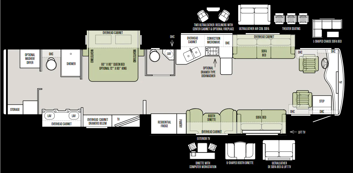 Tiffin Phaeton 44 OH floor plan