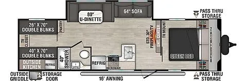 2027 KZ RV Sportsmen SE 301BHKSE floor plan