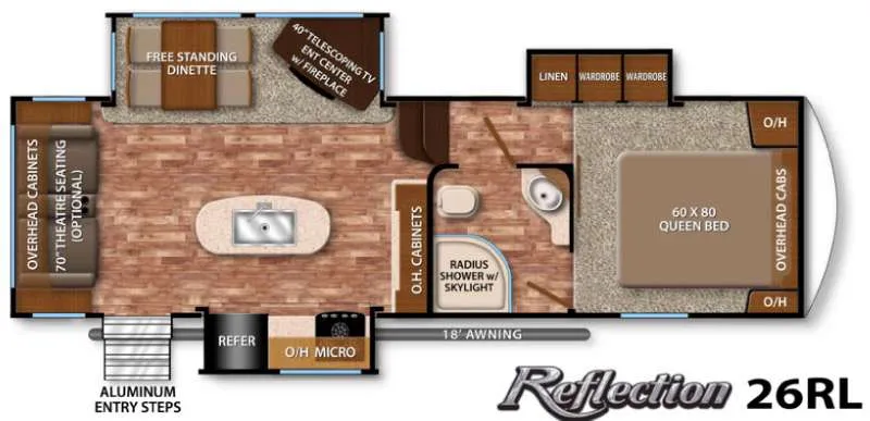 2016 Grand Design Reflection 26RL - Floor plan