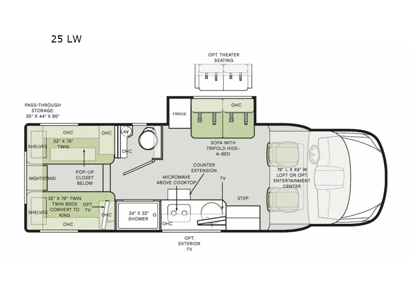 2024 Tiffin Wayfarer 25 LW - Floor plan