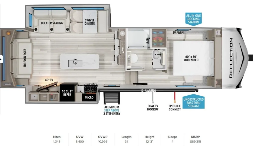 2026 Grand Design Reflection 100 Series 28RL floor plan