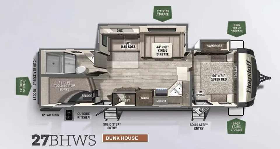 Forest River Flagstaff Super Lite 27BHWS floor plan