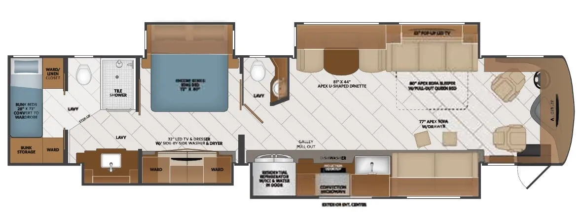 Fleetwood Discovery LXE 44B floor plan