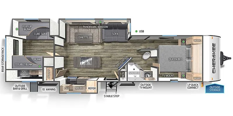 Forest River Cherokee Black Label 304BHBL floor plan