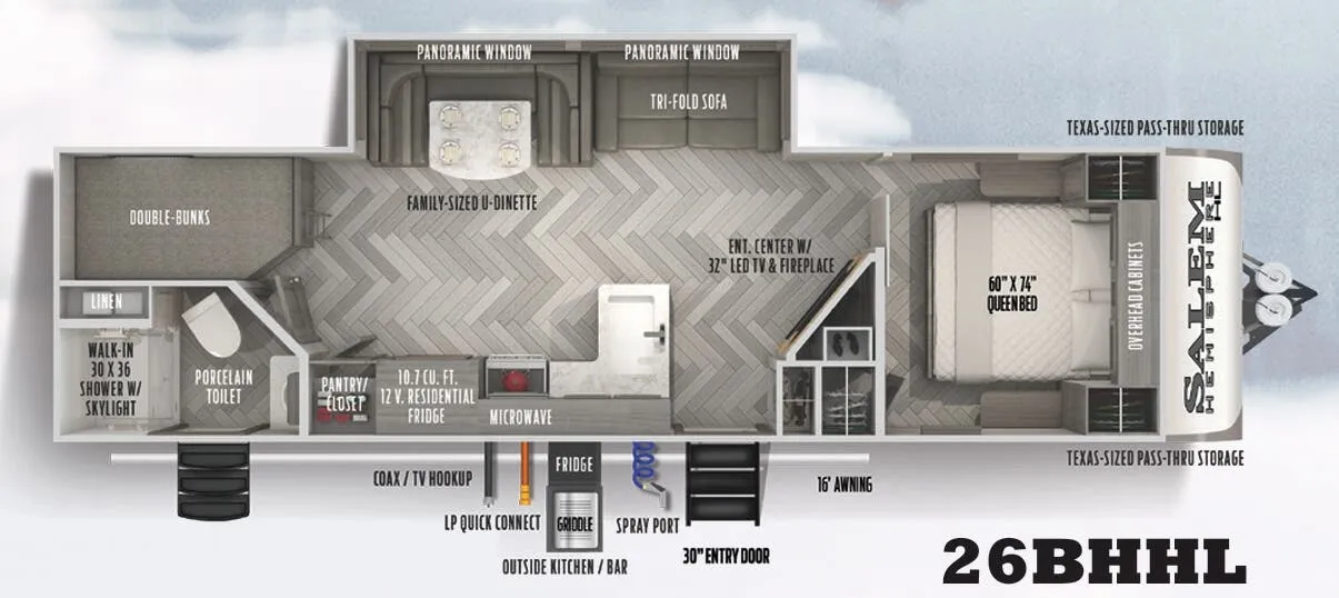 2022 Forest River Salem Hemisphere Hyper-Lyte 26BHHL - Floor plan