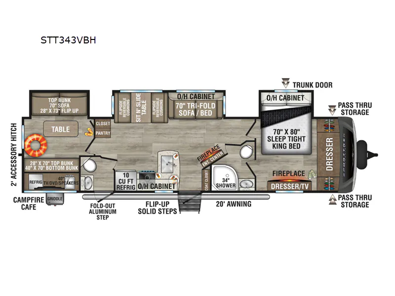 2026 Venture RV SportTrek Touring Edition STT343VBH - Floor plan