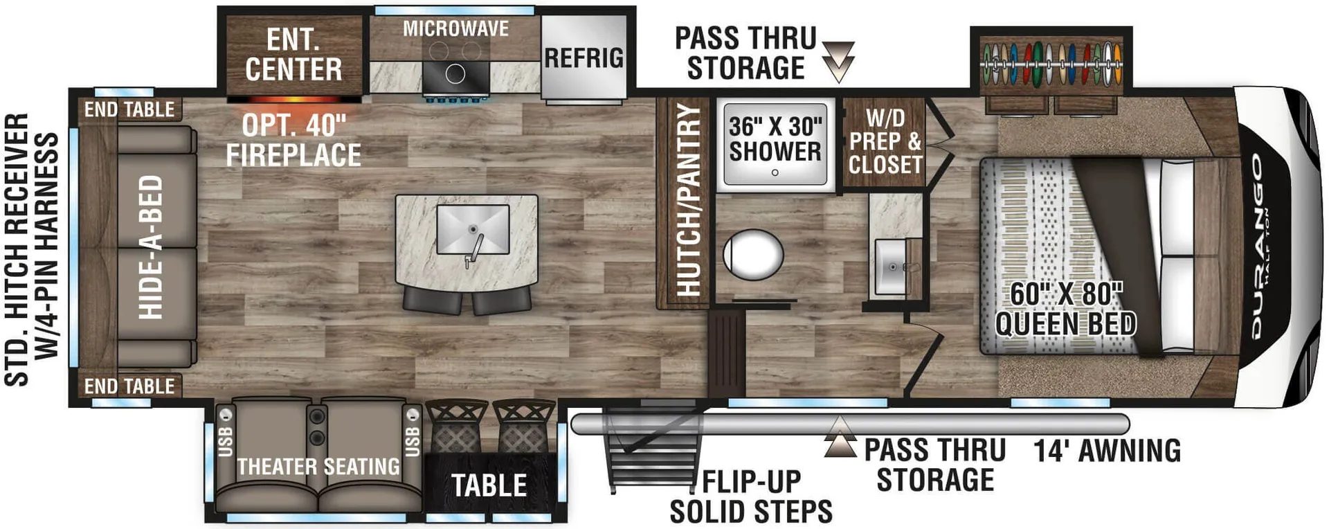 K-Z Durango Half-Ton D263RLT floor plan
