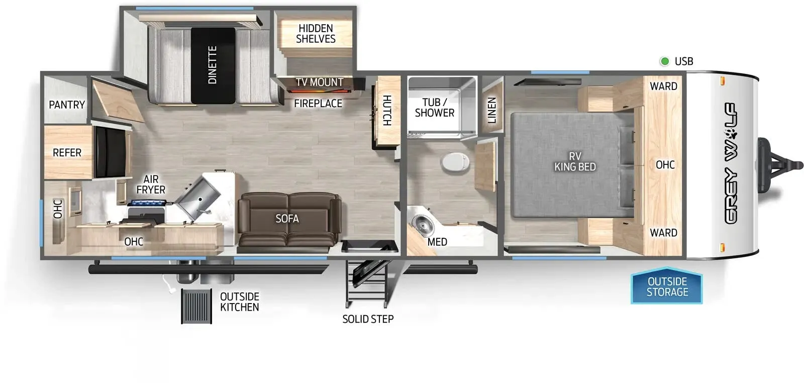 Forest River Cherokee Grey Wolf Black Label 26SSBL floor plan