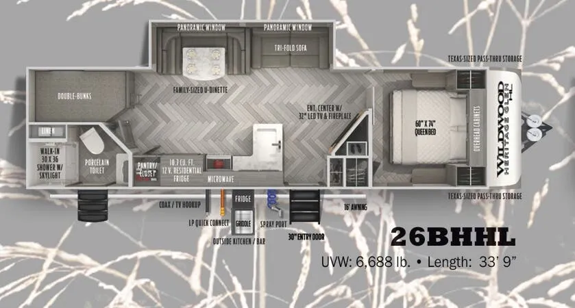 Forest River Wildwood Heritage Glen Hyper-Lyte 26BHHL floor plan