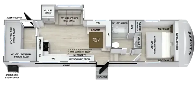 Alliance RV Avenue All-Access 29BH floor plan