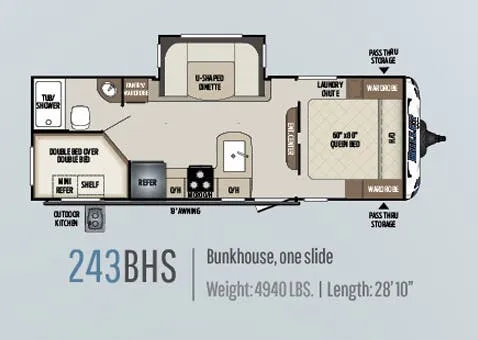 Keystone Bullet 243BHS floor plan