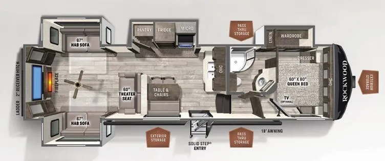 Forest River Rockwood Ultra Lite 2898KS floor plan