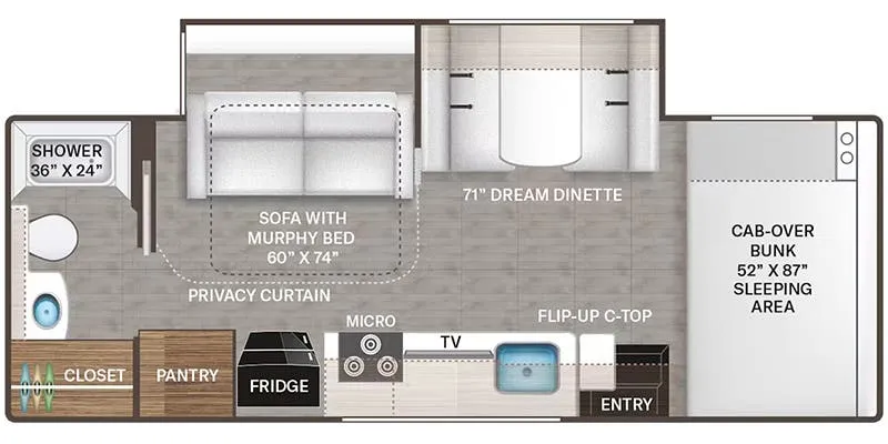 2023 Thor Motor Coach Four Winds Sprinter 24LT - Floor plan