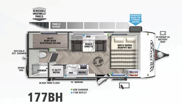 Forest River Wildwood FSX 177BH floor plan