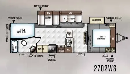 Forest River Rockwood Ultra Lite 2702WS floor plan