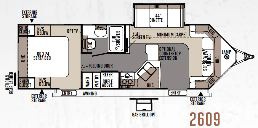 Forest River Rockwood Windjammer 2609W floor plan