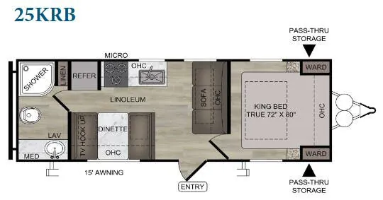 East to West Silver Lake 25KRB floor plan