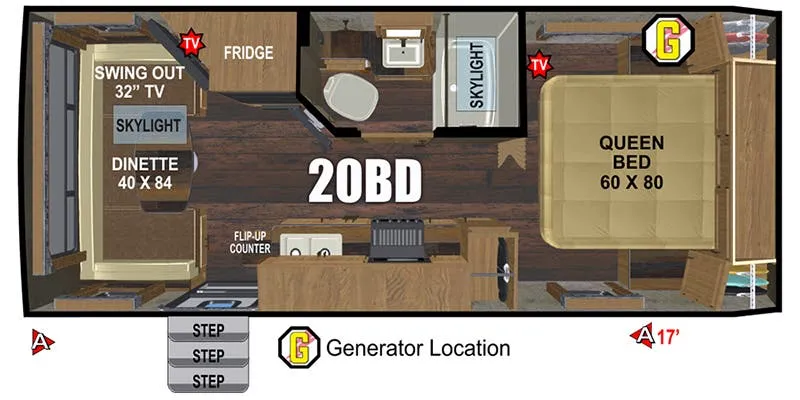 2024 Outdoors RV Back Country Series 20BD - Floor plan