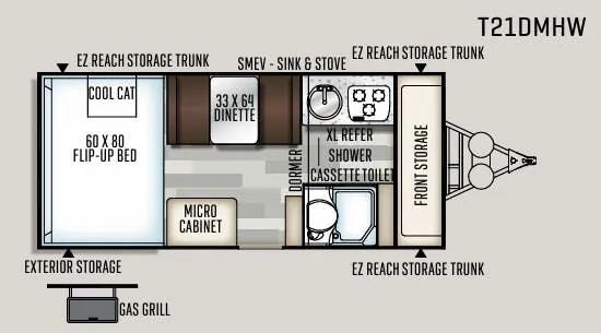 Forest River Flagstaff Hard Side T21DMHW floor plan