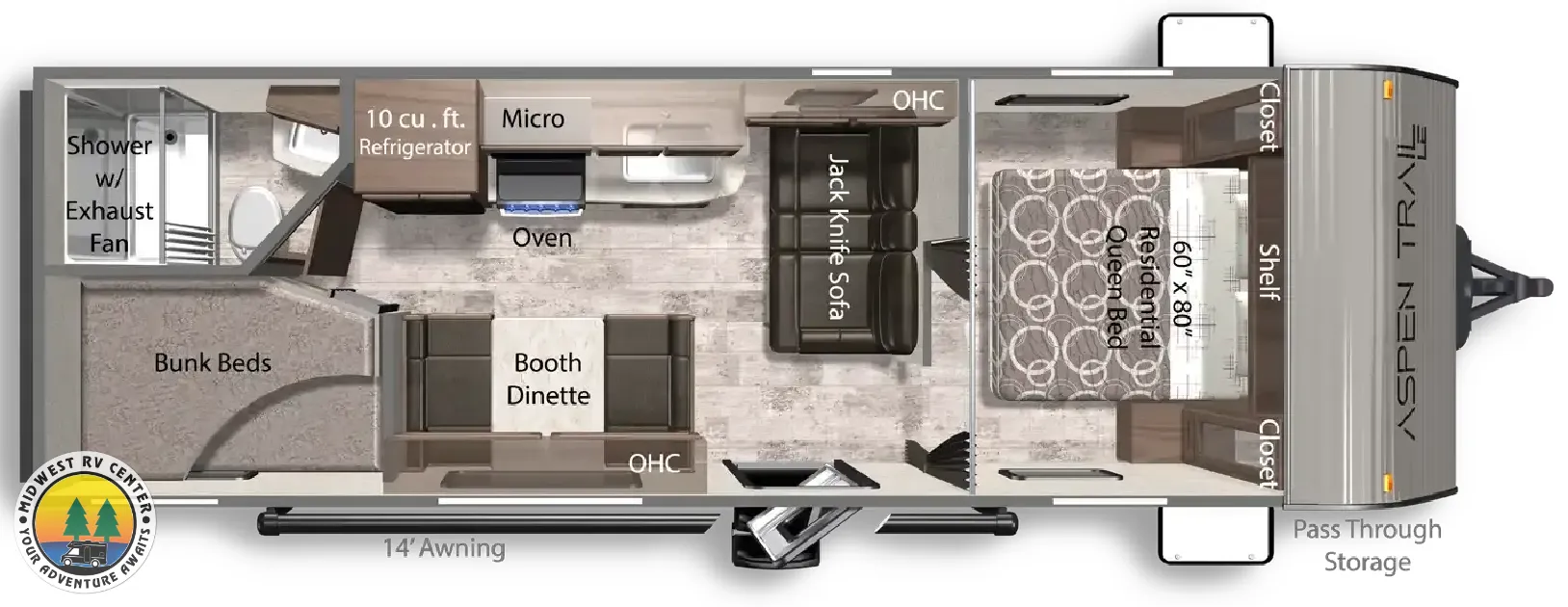 2026 Dutchmen Aspen Trail 25BH - Floor plan