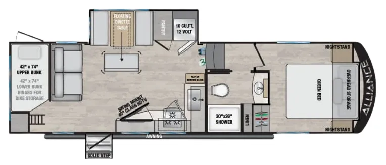 Alliance RV Avenue All-Access 28BH floor plan