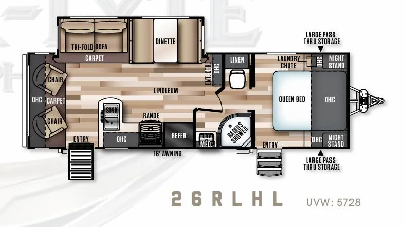 Forest River Wildwood Heritage Glen Hyper-Lyte Hemisphere 26RLHL floor plan