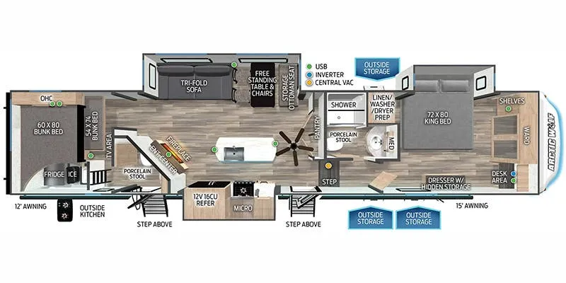 Forest River Cherokee Arctic Wolf 3770 SUITE floor plan