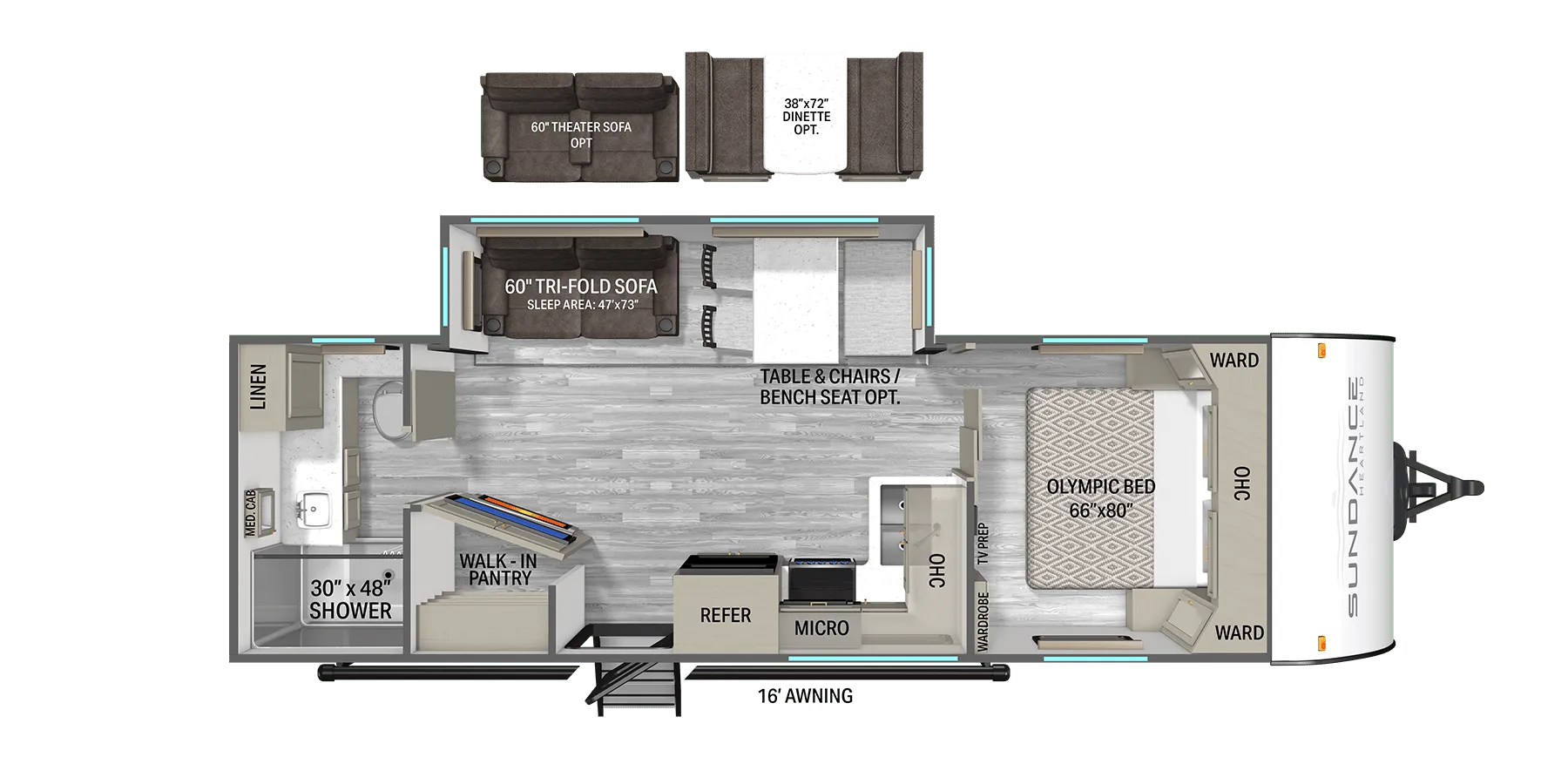 2026 Heartland Sundance Ultra-Lite 27RBSS - Floor plan