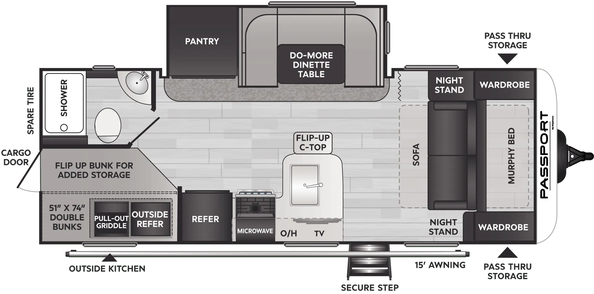 2024 Keystone Passport SL 221BH - Floor plan