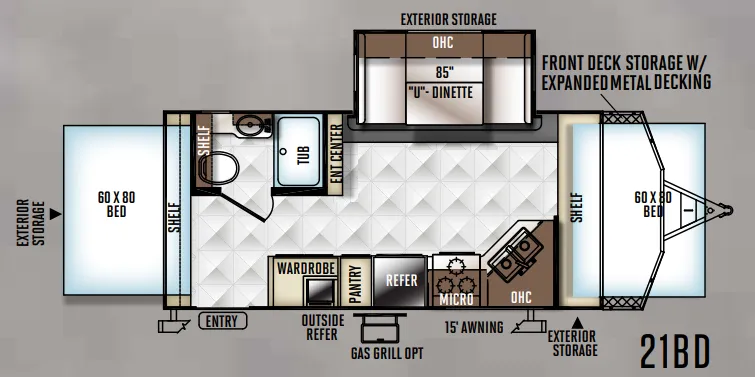 Forest River Rockwood Roo 21BD floor plan