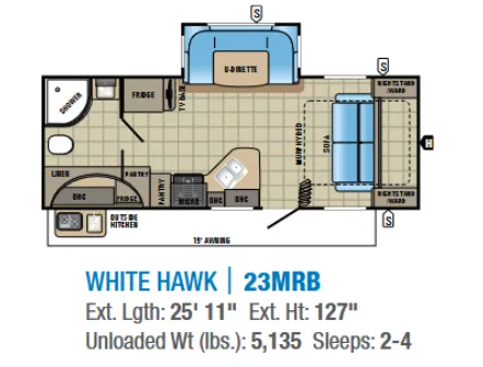 Jayco White Hawk 23MRB floor plan