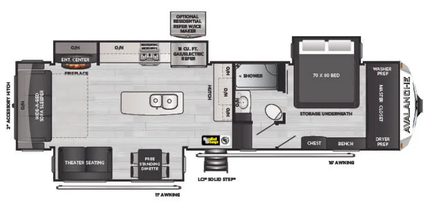 Keystone Avalanche 322RL floor plan